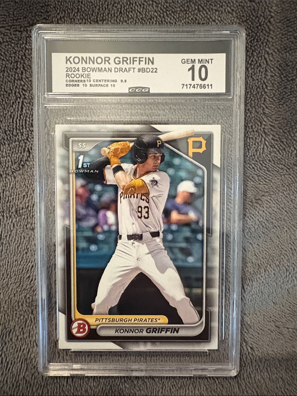 Konnor Griffin 2024 Bowman Draft Rookie Card - Pittsburgh Pirates - White/Black